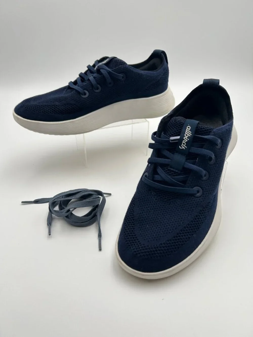 Allbirds Tree Runner Go Women 9.5 Deep Navy White Sole Knit Sneakers TRG